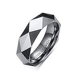 [Rockyu] ジュエリー アクセサリー シルバー タングステンリング 多面カット メンズ 指輪 21号