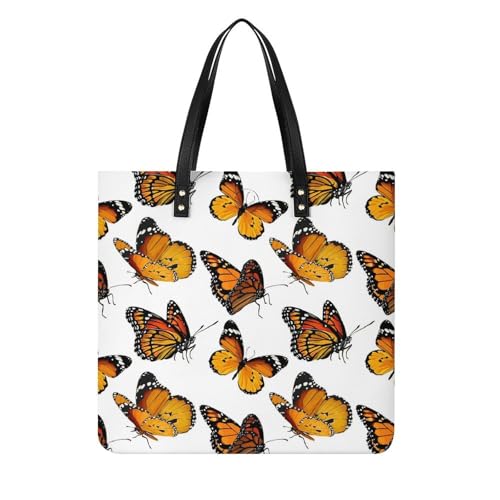 Tote bag papillons marron grand sac shopper de voyage femme