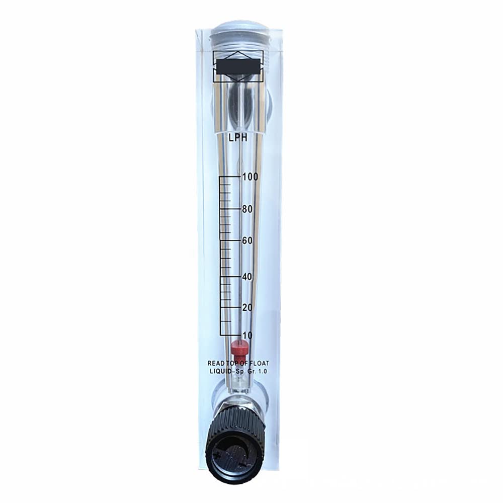 Flussometro liquido, LZM-15T a pannello regolabile con valvola di controllo, 10-100 L/H (filettatura esterna da 1/2", filettatura interna da 1/4")