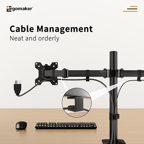Image of ERGOMAKER Fully Adjustable Dual Monitor Arm for 2 Screens up 13 inch to 27 inch | Heavy Duty Dual Monitor Mount for Desk,two mounting options