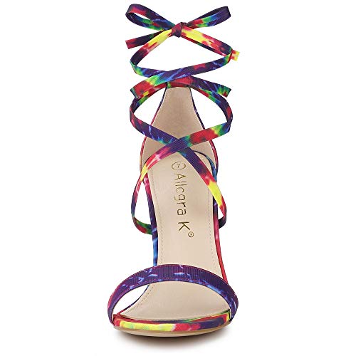 Allegra K Allegra K Women's Tie Dye Lace Up Stiletto Heel Purple Sandals - 10 M US