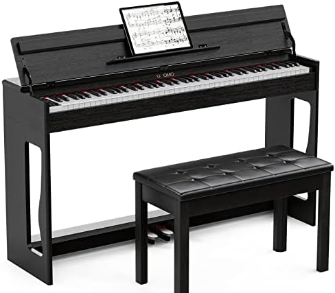 UMOMO UMP-718 88 Key Weighted Digital Piano with Duet Piano Bench, Beginner Keyboard Piano Full Size Heavy Hammer Weighted Action Electric Piano Keyboard with MIDI, Black