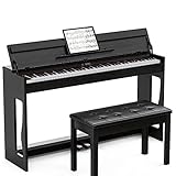 UMOMO UMP-718 88 Key Weighted Digital Piano with Duet Piano Bench, Beginner Keyboard Piano Full Size