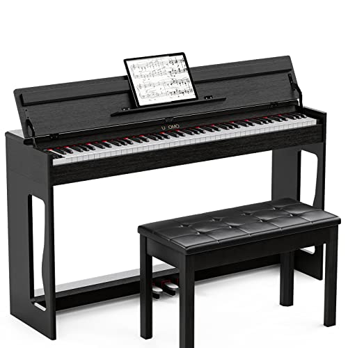 Umomo Ump-718 88 Key Weighted Digital Piano With Duet Piano Bench, Beginner Keyboard Piano Full Size Heavy Hammer Weighted Action Electric Piano Keyboard With Midi, Black #TOP3