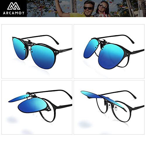 Image of Clip on Sunglasses Over Prescription Glasses Polarized Anti Glare Flip Up UV Protection Glasses For Men Women