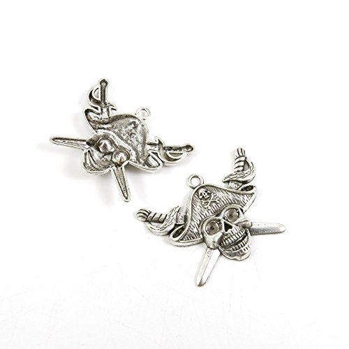 80 Pieces Antique Silver Tone Jewelry Making Charms W4TW0 Pirate