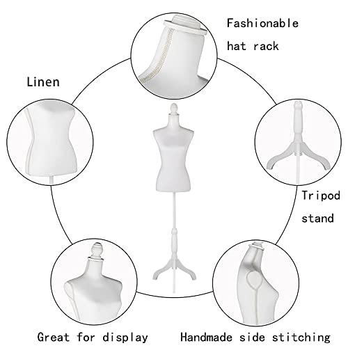 Female Mannequin Torso Dress Form Height Adjustable Pinnable Mannequin Body With Sturdy Tripod Stand For Sewing, Dressmaker, Home Decor, Jewelry & Clothing Display, White #TOP5