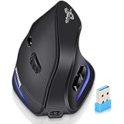 ECHTPower 2.4G Wireless Vertikale Ergonomische Maus, Wiederaufladbare Funkmaus für Windows PC Laptop, Optische Vertical Ergonomic Mouse mit 1000/1600/2400 DPI, 6 Tasten, Rechtshänder