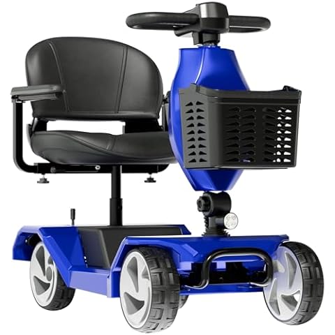 Serianie Foldable Mobility Scooters for Seniors, 4 Wheel Lightweight Mobility Scooters for Adults, Powered Electric Wheelchair, Mobility Scooter with Seat, Folding Travel Motorized Scooter - Red Cover