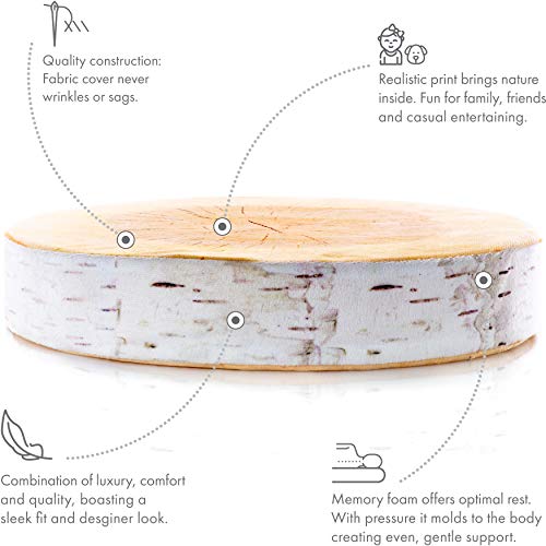 Pillowy Log Slice Birtch Wood Seat Cushion - Soft Seat Memory Foam, 15" L X 15" W X 2.75" H Cushie Pillow Stump Shaped Pillow - Tailbone Pain Relief Cushion - Coccyx Cushion - Pillow For Sitting #TOP3
