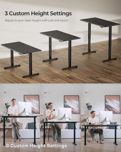 Image of Marsail Standing Office Desk,Adjustable Heights,Stand Up Desk,55x28 Inches Desktop Sit Stand Home Office Gaming Computer Desk with 4 Memory Presets,Headphone Hook,Cable Organizer,Black.