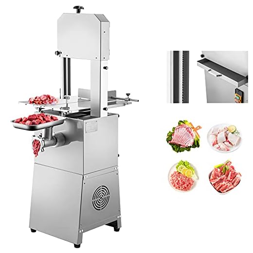 VEVOR Commercial Bone Saw Machine, 550W 2 in 1 Bone Cutting Meat Grinder Machine, Stainless Steel Blade Bone Sawing, 24x18 inch Workbench Bandsaw Cutting Thickness 0-8.3 inch for Fish Pork Beef