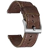 [hemsut h] 本革時計バンド 穴あきデザイン、柔らかく、曲げやすいイタリア製植物タンニンなめし革クイックリリースバンド