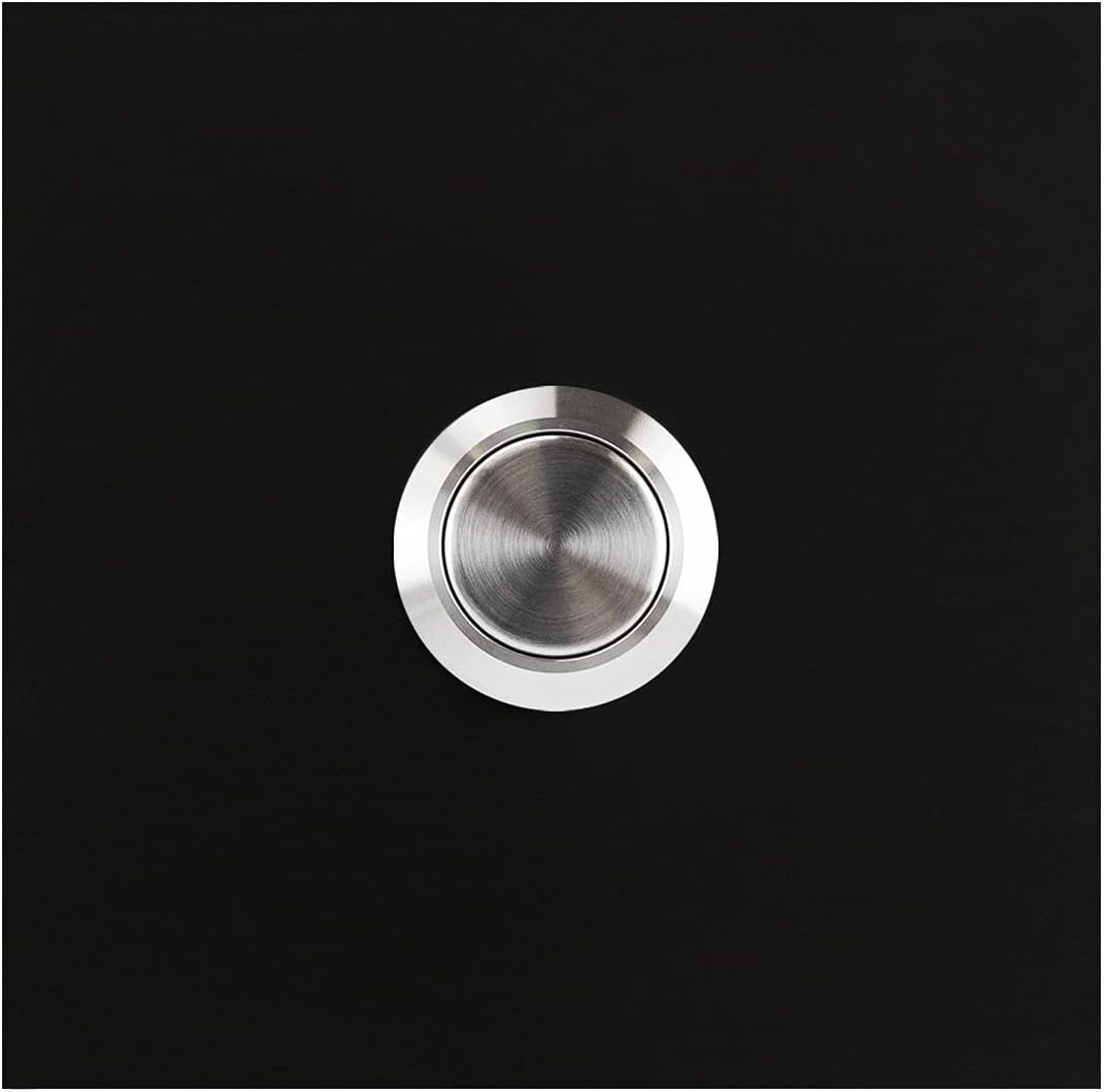 MOCAVI Ring 110 Design doorbell Stainless Steel Black (RAL 9005 matt), Square, Door Bell Plate with a Round Bell-Push Stainless Steel