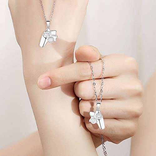 Magnet Game Controller Necklace Couple Matching Pendant Necklace For Men Women Friendship Necklace For Best Friends Magnet Game Console Handle Necklace Sister Necklace Street Hiphop Jewelry (Silver+Gold) #TOP1