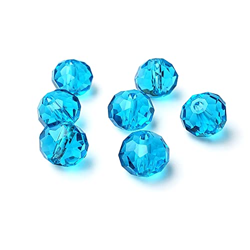 Image of 8mm Rondelle Aquamarine Glass Beads for Jewelry Making, 300pcs Faceted Briolette Crytal Spacer Beads for Bracelet Necklace Earring