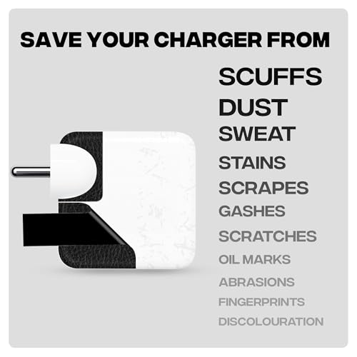 Image of Capes India Protective Adapter Skin Cover Compatible with MacBook Adapter 30W| Not a Case | Vinyl Skin Sticker (Black Leather)