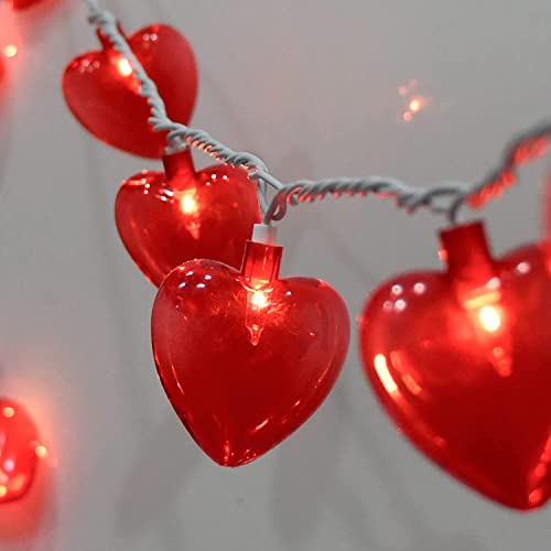 8.5Ft Valentine's Day Heart String Lights, Valentine Decorations Fairy String Lights with 10 Red Heart Lights, Connectable Love Heart Lights for Valentine's Day, Party, Wedding, Holiday Decorations