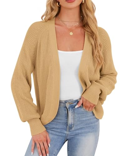 Cropped Cardigan Sweaters for Women Trendy Chunky Cable Knit Soft Cute Loose Sweaters Coats for Casual