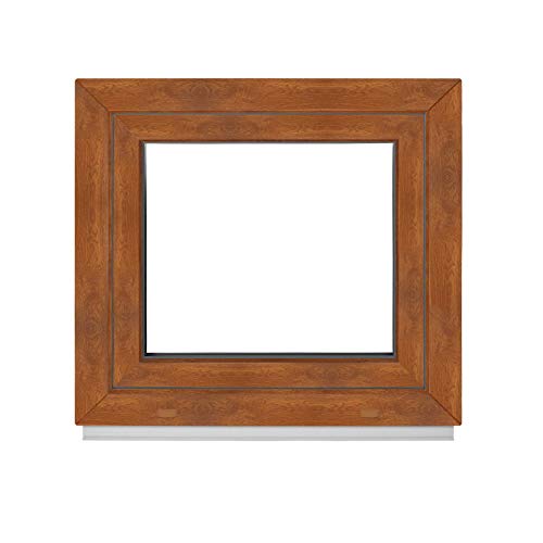 Komforta - Ventana de plástico para sótano, 400 x 500 mm, color blanco y dorado