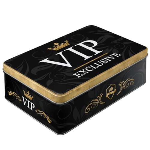 Nostalgic-Art Retro Vorratsdose Flach, 2,5 l, VIP Exclusive – Geschenk-Idee für besondere Menschen, Blech-Dose mit Deckel, Vintage Design
