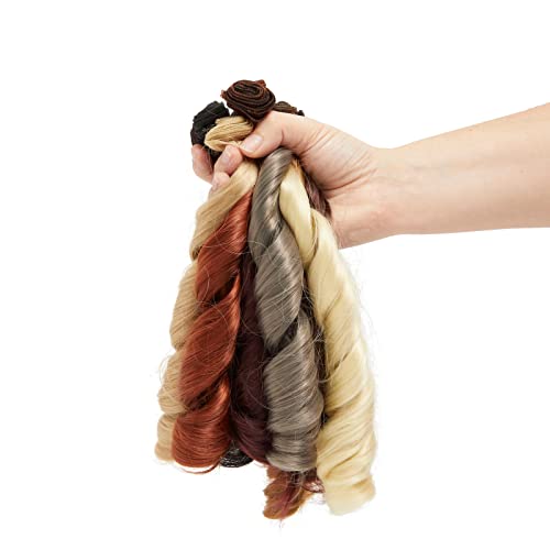 10-Pack Long Curly Synthetic Doll Hair Wefts, 39.4X10-Inch Faux Hair Extensions For Making Dolly And Figurine Wigs, Rerooting, Crafting And Art Supplies (Natural Colors) #TOP2
