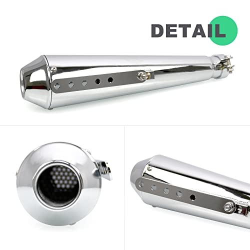 Sporacingrts Stainless Steel Motorcycle Muffler Muffler Silencer Pipe 1.5-2\" Inlet Motorcycle Muffler With Moveable DB Killer for Dirt Bike Street Bike Scooter(Silver) - Thumbnail 4