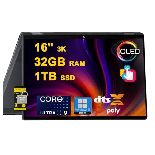 HP OmniBook X Flip 2-in-1 Laptop 16" 3K OLED Touch (500nits HDR, 120Hz) Intel 8-core Ultra 9 288V (Up to 48 Tops) 32GB RAM 1TB SSD for Creator Business Professional Win11Pro ICP Hub w/Copilot+ AI