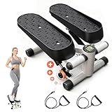EPHESPORT Steppers for Exercise at Home, New Version Stair Stepper with Adjustable Resistance, Featuring LCD Display & Resistance Bands, Smooth & Quiet Mini Stepper for Full Body Workout