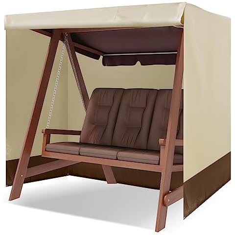Outdoor Swing Cover Waterproof Durable Patio 3 Triple Seater Hammock Swing Glider Cover 87x49x67 inches All Weather Protection Outdoor Garden Furniture Covers (Beige) Cover