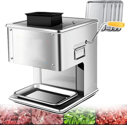 DMBBSAPBSH Cortadora de Fiambre, Cortador Manual de Carne, Cortadora de Carne eléctrica con manivela | Máquina cortadora de Verduras | Máquina trituradora de Carne 2,5 mm-7 mm(7mm)