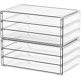 Yieach 2 Pack Acrylic Storage Drawers With 6 Drawers,Stackable Desk Organizer and Makeup Organizer,Large Clear Office Supplies Organizer for Pen,Stationary,Palettes,Arts Craft Organizers and Storage