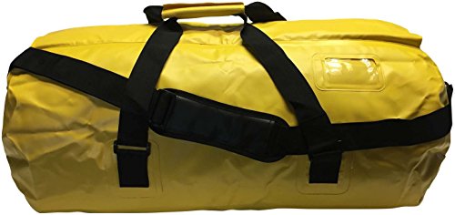 Waterproof Dry Duffel Offshore Gear Bag 70L Heavy 25 Gauge Vinyl | Welded Seam| Carry Handles, Shoulder Strap (Yellow)