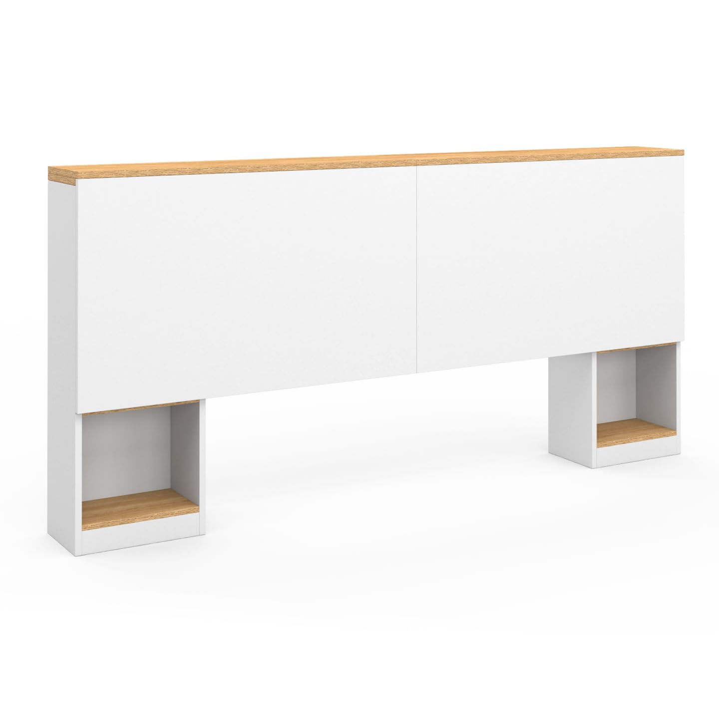 IDMarket - Cabecero extensible CATBA con almacenamiento deslizante para camas de 140 y 160 CM de madera y blancas