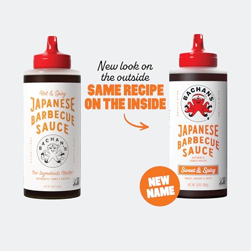 Image of Bachan's Japanese Barbecue Sauce - Sweet & Spicy, 16 Oz Bottle, Cold-Filled, Non GMO, No Preservatives, BPA free - Spicy BBQ Sauce for Wings, Chicken, Beef, Pork, Seafood, Noodle Recipes