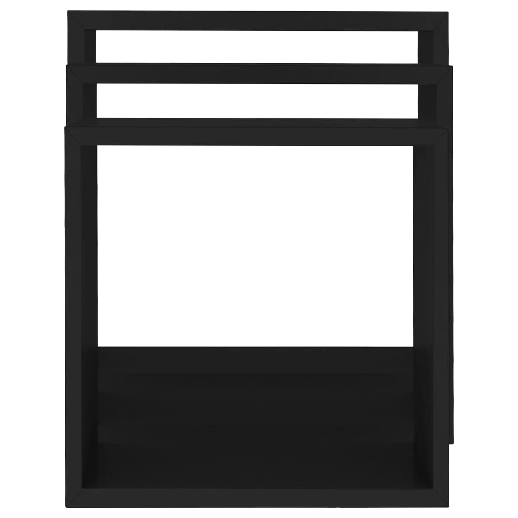 Étagères murales sous forme de cube 3 pcs Noir MDF