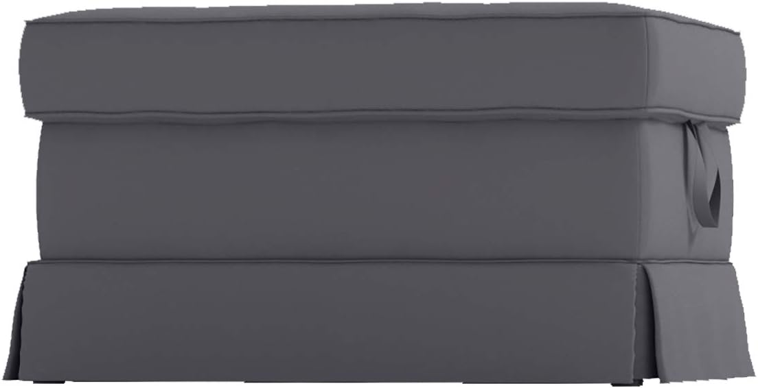 Durable Cotton Slipcover Compatible for IKEA Ektorp Sofa Footstool. Ottoman Cover Only. Ektorp Slipcover Replacement (Ottoman, Dark Gray Cotton)