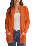 GRACE KARIN Womens 2024 Fall Winter Zip Up Cardigan Sweaters Orange Chunky Knit Sweater Jackets with Pockets for Casual Business XL