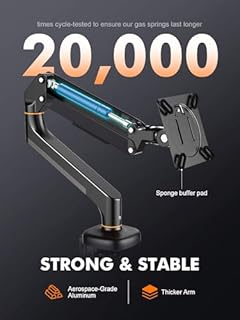 Ibergrif Supporto Monitor da Scrivania per Schermi da 13-32", Braccio di Monitor Regolabile in Altezza con Molla a Gas, Inclinazione, Girevole, Rotazione, Gestione dei Cavi, VESA 75/100 mm -Nero