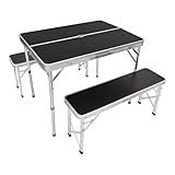 Mesa de camping y banco: este juego de mesa y banco portátil es ideal para llevar en una amplia gama de actividades al aire libre como picnics, viajes de camping, barbacoas y fiestas de jardín. El juego incluye una mesa y dos bancos, por lo que se pueden sentar cómodamente hasta 4 personas.