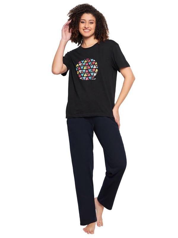 Image of Clovia Women's Cotton Printed Top & Pyjama Set