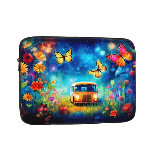 Garden Butterfly Bus Laptop Sleeve Case 15 Inch Suitable For Notebook Computer Tablet Traveling Carrying Simple Case