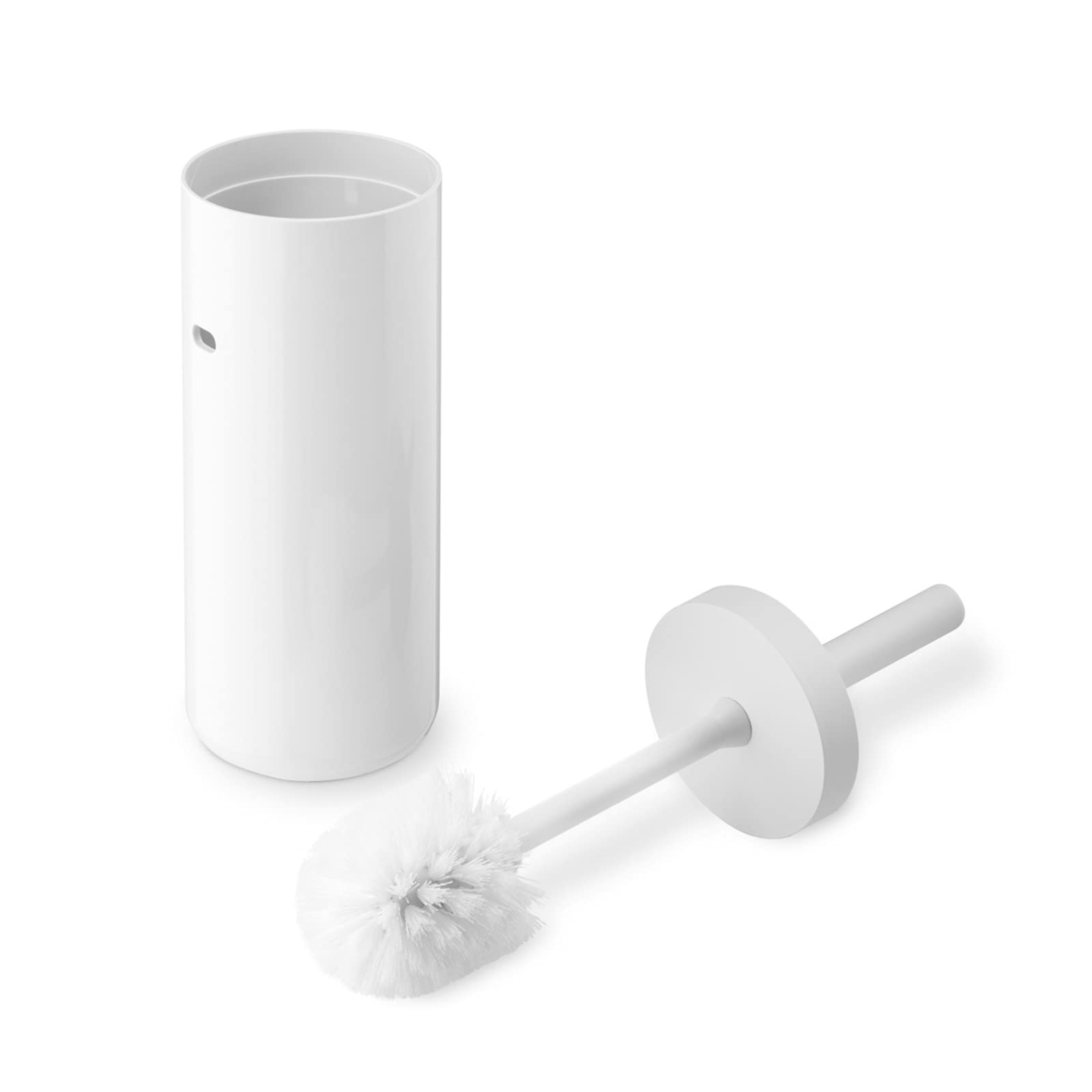 PORTA SCOPINO E SCOPINO BAGNO PLASTICA CILINDRICO BIANCO WC WATER MADE In Italy 350849126774