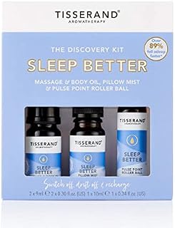 Tisserand Aromatherapy - Sleep Better Discovery Kit - Rollerball, Body Oil & Pillow Mist - 100% Natural Pure Essential Oils - 2x9ml, 1x10ml