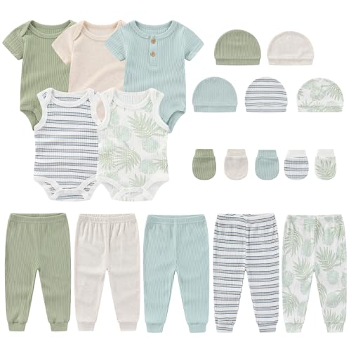 Image of MAMIMAKA Newborn Layette Gift Set 20-Piece Cotton Baby Boy Girl Clothes Essentials and Accessories