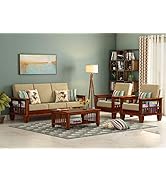 Porash Furniture Solid Sheesham Wood 5 Seater Sofa Set For Living Room Hall Office Hotel Wooden 3...