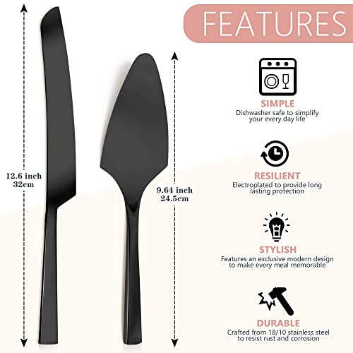 image for House & Cubby Cake Knife and Server Set - Black Cake Cutting Set for A