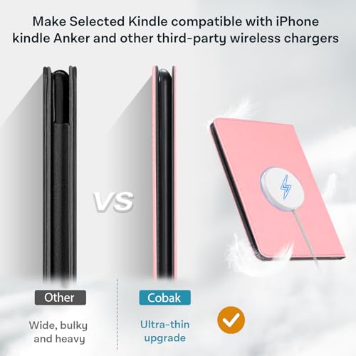 Image of CoBak Stand Case for 7 inch Kindle Paperwhite 12th Gen 2024 and Kindle Colorsoft with Hand Strap - Compatible with iPhone MagSafe, for Samsung /Belkin /Anker Wireless Charging Pads, Durable, Auto Sleep Wake