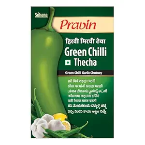 Pravin Pickles Green Chilli Thecha 100g Pouch - Pack of 4