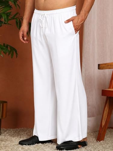 See Designs Store See Designs Men's Solid Wide Fit Rayon White Pyjamas - Image 4